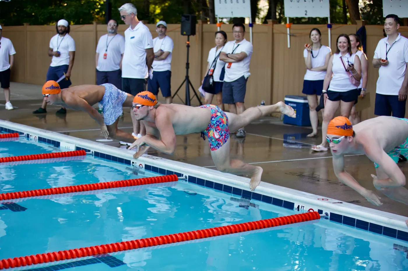 Coaches diving wide shot 1